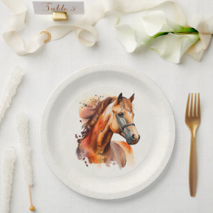Beautiful Sorrel Horse Portrait Paper Plate