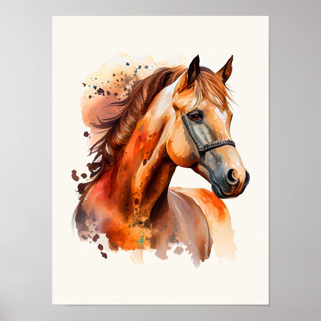 Beautiful Sorrel Horse Portrait Poster (Front)