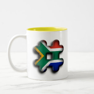 Beautiful South Africa Hashtag Flag Pattern Art   Two-Tone Coffee Mug