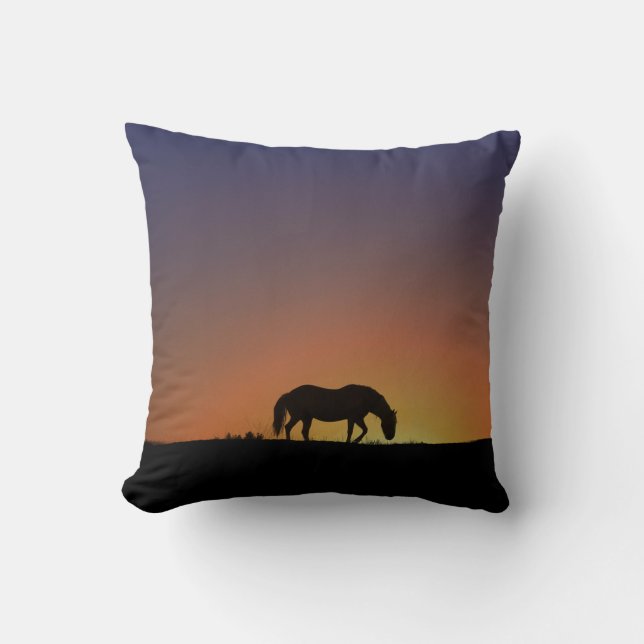 Beautiful Southwestern Horse and Sunrise Pillow (Front)