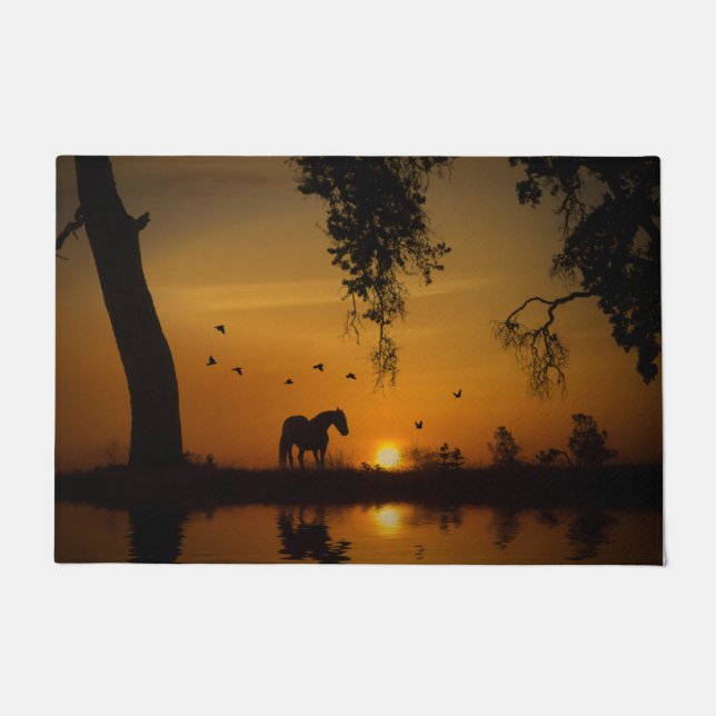 Beautiful Southwestern Horse in Sunset Doormat (Front)