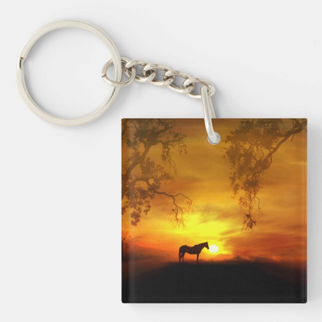 Beautiful Southwestern Horse Keychain (Front)