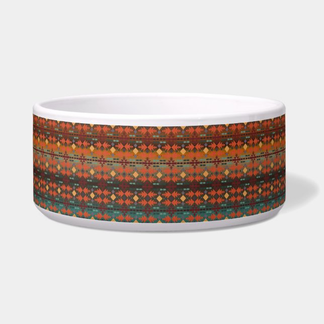 Beautiful Southwestern Pattern, Ceramic Pet Bowl (Front)