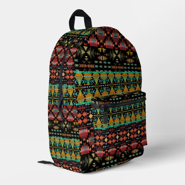 Beautiful Southwestern Quilt Style Printed Backpack (Back Corner Left)