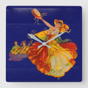 beautiful Spanish dancer Square Wall Clock
