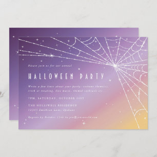 Beautiful Sparkling Spider Web Halloween Party Invitation