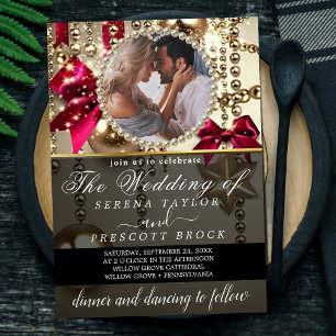 Beautiful Sparkly Elegant Photo Wedding All in One Invitation