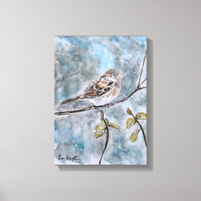 Beautiful Sparrow Watercolor Canvas Print (Front)
