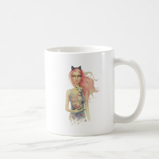 Beautiful Sphinx Cat and Girl Coffee Mug
