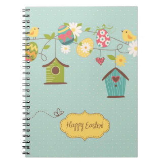 Beautiful Spring Background with Bird Houses Spiral Notebook