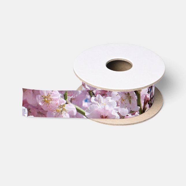 Beautiful Spring Cherry Blossoms Satin Ribbon (Spool)