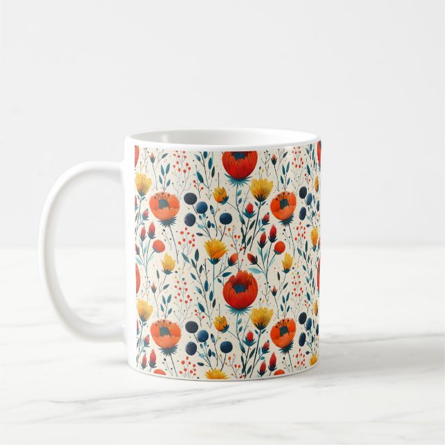 Beautiful Spring Colourful Girly Wildflowers Coffee Mug (Left)