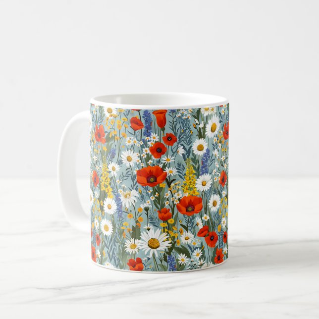 Beautiful Spring Colourful Girly Wildflowers Coffee Mug (Front Left)