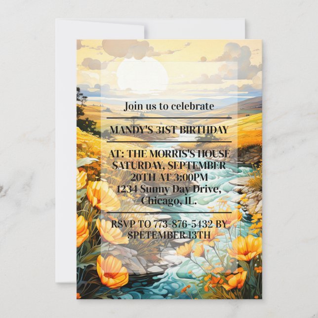 Beautiful Spring Country Creek Birthday Party Invitation (Front)