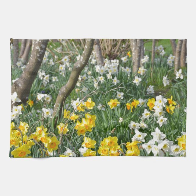 Beautiful spring daffodil garden tea towel (Horizontal)
