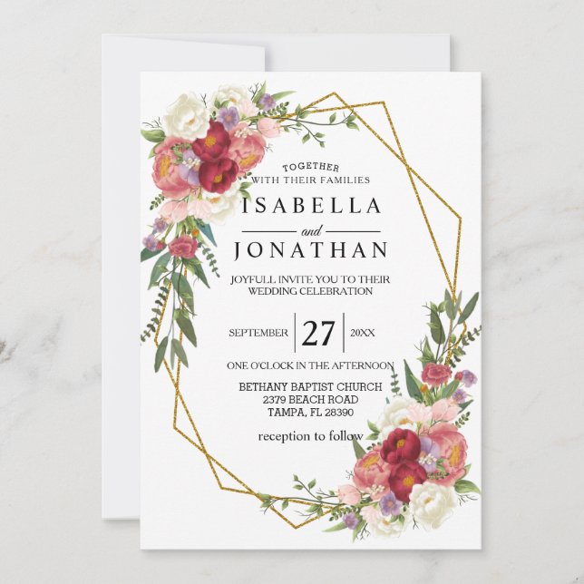 Beautiful Spring Floral Invitation (Front)
