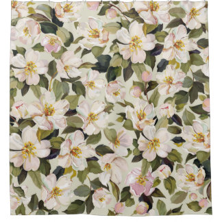 Beautiful spring floral with blossom tree branches shower curtain