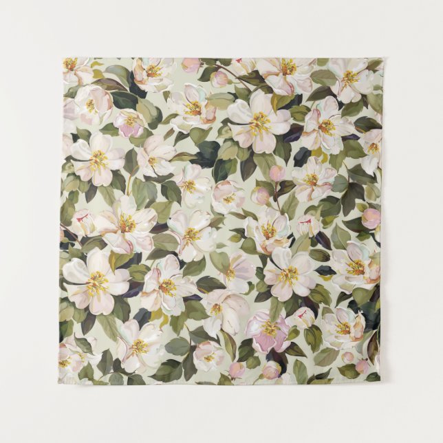 Beautiful spring floral with blossom tree branches tapestry (Front)