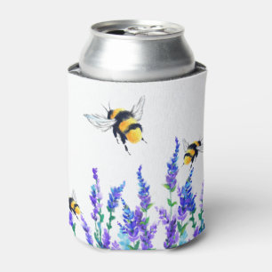 Beautiful Spring Flowers and Bees Flying - Drawing Can Cooler