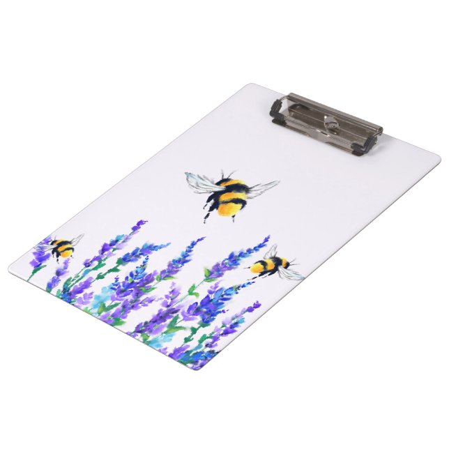 Beautiful Spring Flowers and Bees Flying - Drawing Clipboard (Angled)