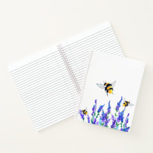 Beautiful Spring Flowers and Bees Flying - Drawing Notebook