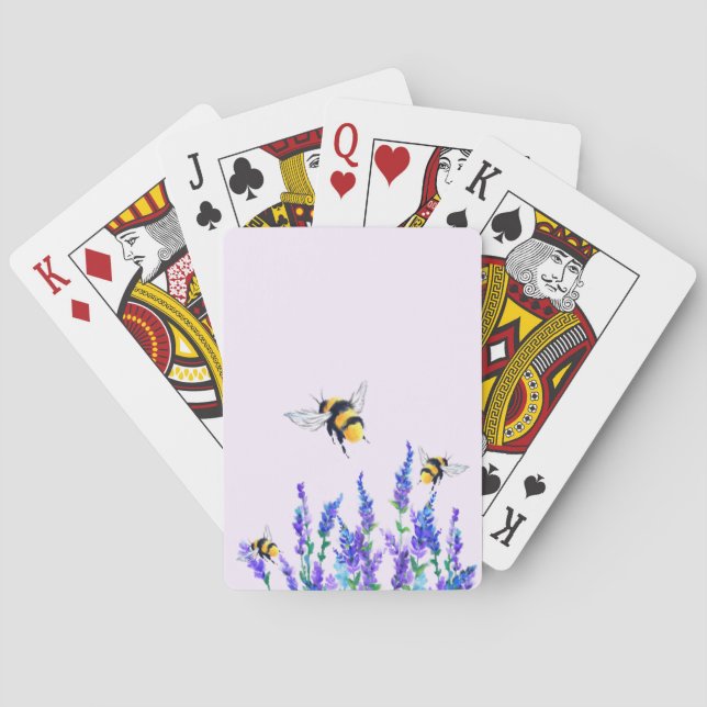 Beautiful Spring Flowers and Bees Flying - Drawing Playing Cards (Back)