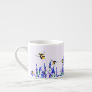 Beautiful Spring Flowers and Bees Flying  Espresso Cup