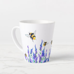 Beautiful Spring Flowers and Bees Latte Mug