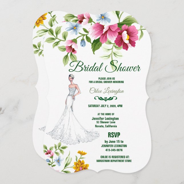 Beautiful Spring Flowers Wedding Bridal Shower Invitation (Front/Back)