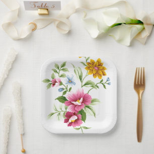 Beautiful Spring Flowers Wedding  Paper Plate