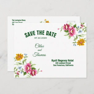 Beautiful Spring Flowers Wedding Save The Date Announcement Postcard