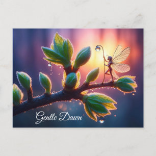 Beautiful spring nature with miniature pixie art postcard