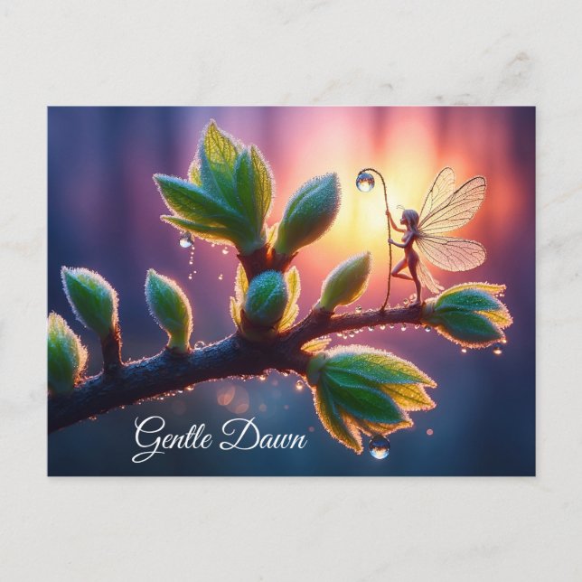 Beautiful spring nature with miniature pixie art postcard (Front)