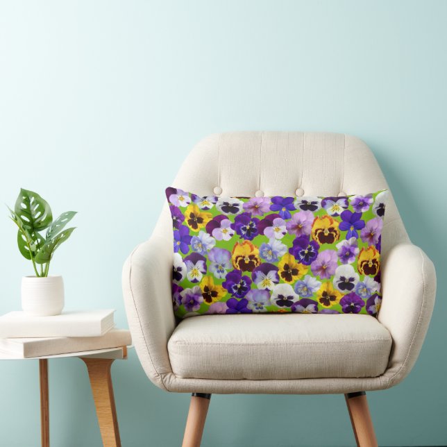 Beautiful Spring Pansies  Lumbar Cushion (Chair)