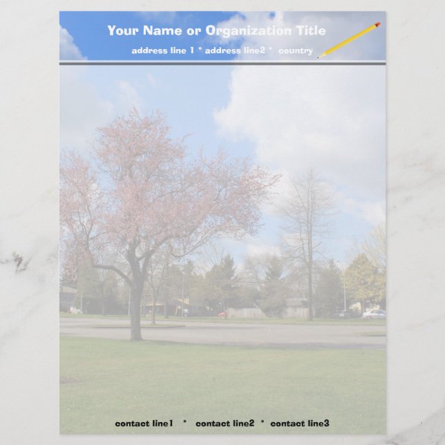 Beautiful spring park landscape photography customized letterhead (Front)