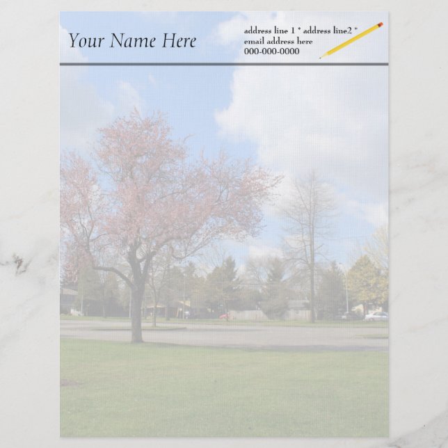 Beautiful spring park landscape photography letterhead design (Front)