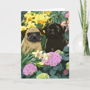 Beautiful Spring Puggies Greeting Card