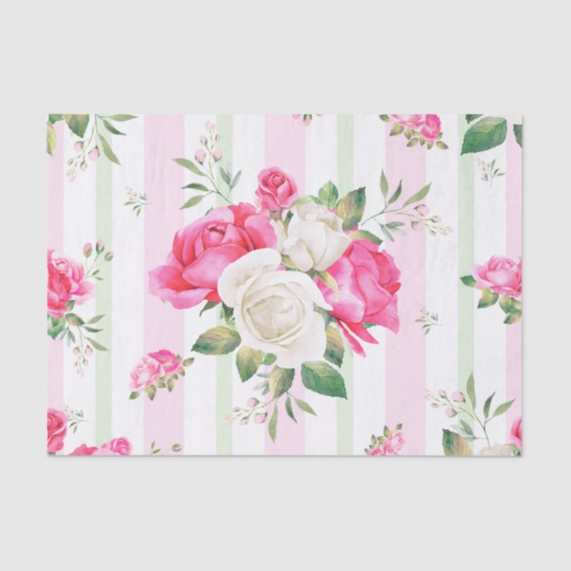 beautiful, spring,shabby chic, pink roses, chic, f tissue paper (Front)