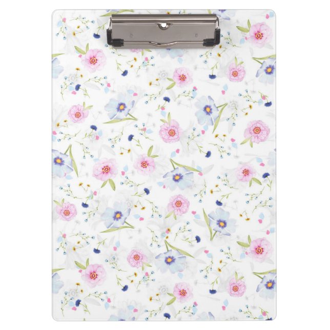 Beautiful Spring watercolor flowers Clipboard (Front)