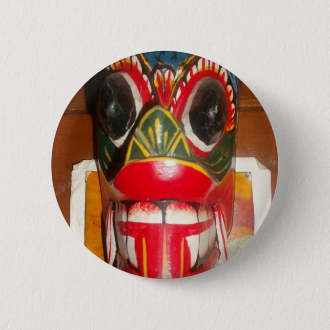 Beautiful Sri Lankan Traditional Fire Mask Art   6 Cm Round Badge (Front)