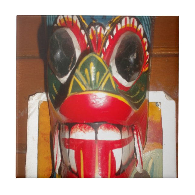 Beautiful Sri Lankan Traditional Fire Mask Art   Tile (Front)