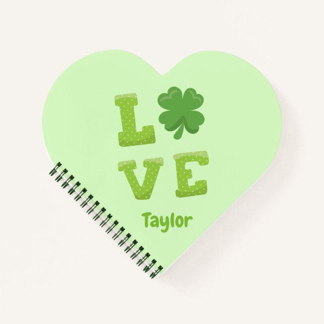 Beautiful St. Patrick's Day Heart Notebook (Front)