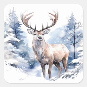 Beautiful Stag Deer Animal Wildlife Nature Art Square Sticker