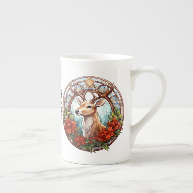 Beautiful Stained Glass Reindeer  Bone China Mug (Right)
