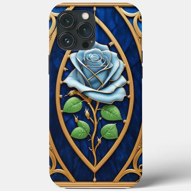 Beautiful Stained Glass Window with Blue Rose Case-Mate iPhone Case (Back)