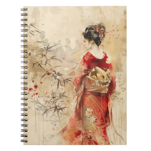 Beautiful Standing Geisha Notebook (Front)
