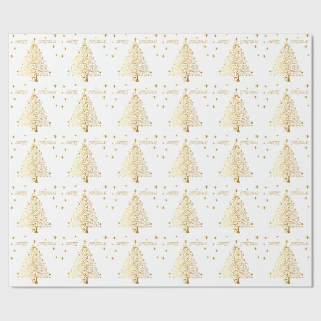 Beautiful starry metallic gold Christmas tree Wrapping Paper (Flat)
