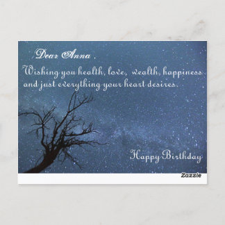 Beautiful Starry night Happy Birthday Postcard