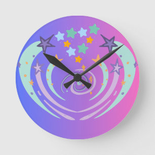 beautiful stars and heart round clock