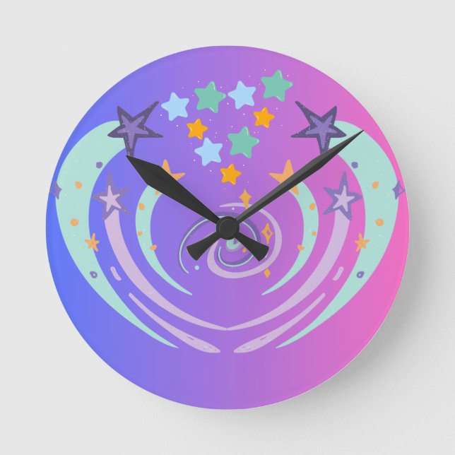 beautiful stars and heart round clock (Front)